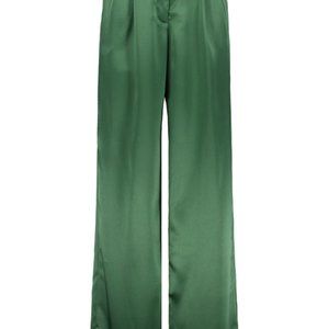 Sandra Weil Satin Mid Rise Straight Leg Pants Green Small